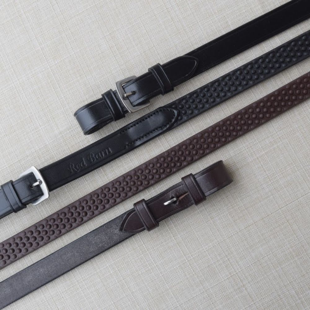 KL Select 3/4" Black Pebble Grip Reins WITH Stops Black Buckle