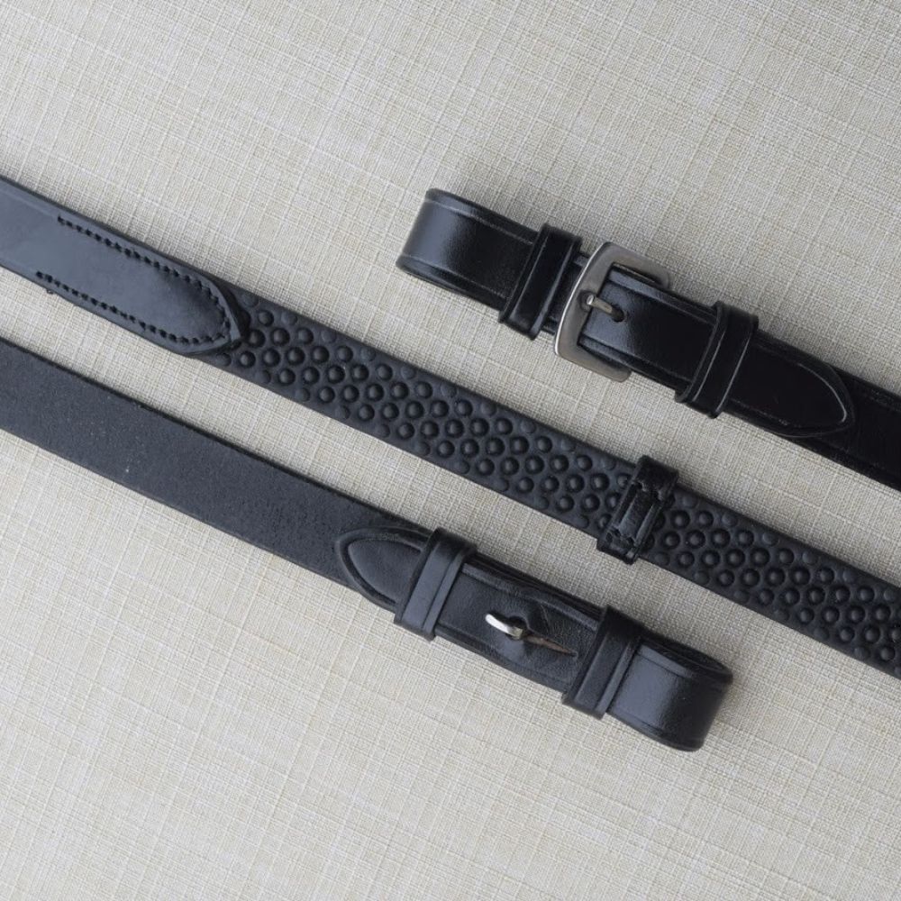 KL Select Black Oak 3/4 Pebble Grip Reins WITH stops & Pin