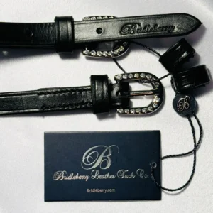 Bridleberry Leather Tack & Co Black Leather Spur Straps with Crystals