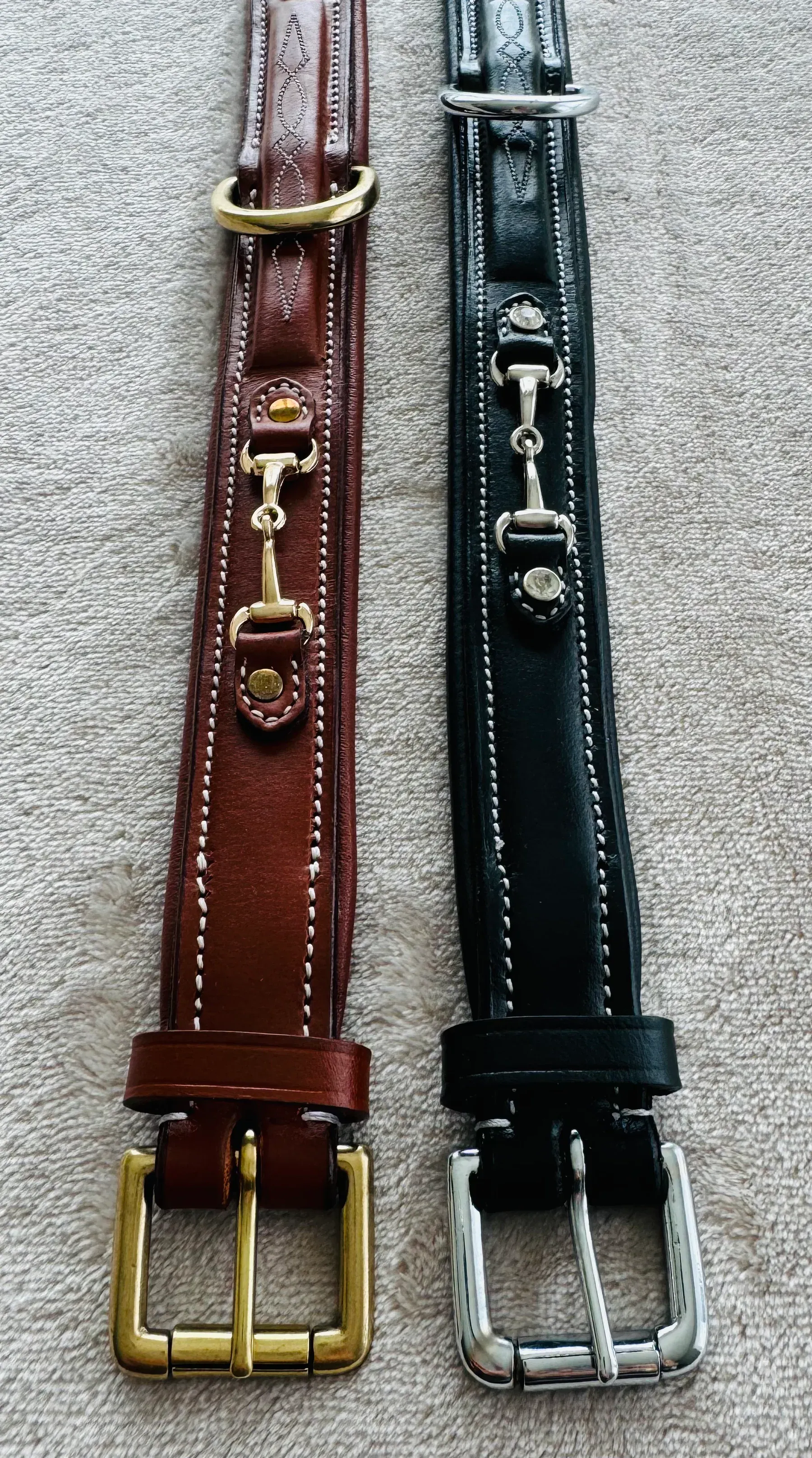 Bridleberry Leather Tack & Co Padded Dog Collar in Full Grain Leather w/ Horse Bits
