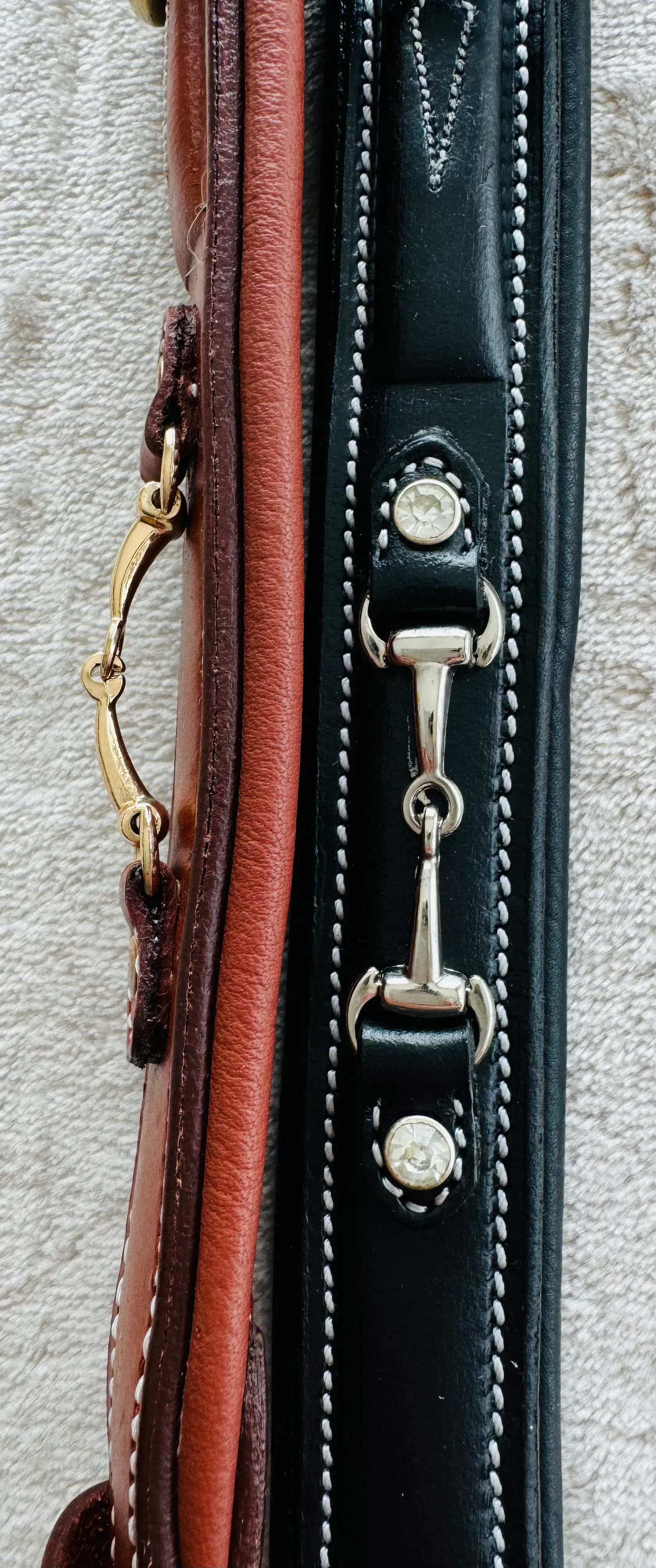 Bridleberry Leather Tack & Co Padded Dog Collar in Full Grain Leather w/ Horse Bits