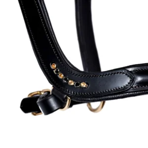 Bridleberry Leather Tack & Co Leather Show Halter w/row of Gems at the Curve of the Nose Band, Designed for a Clip Lead Brown