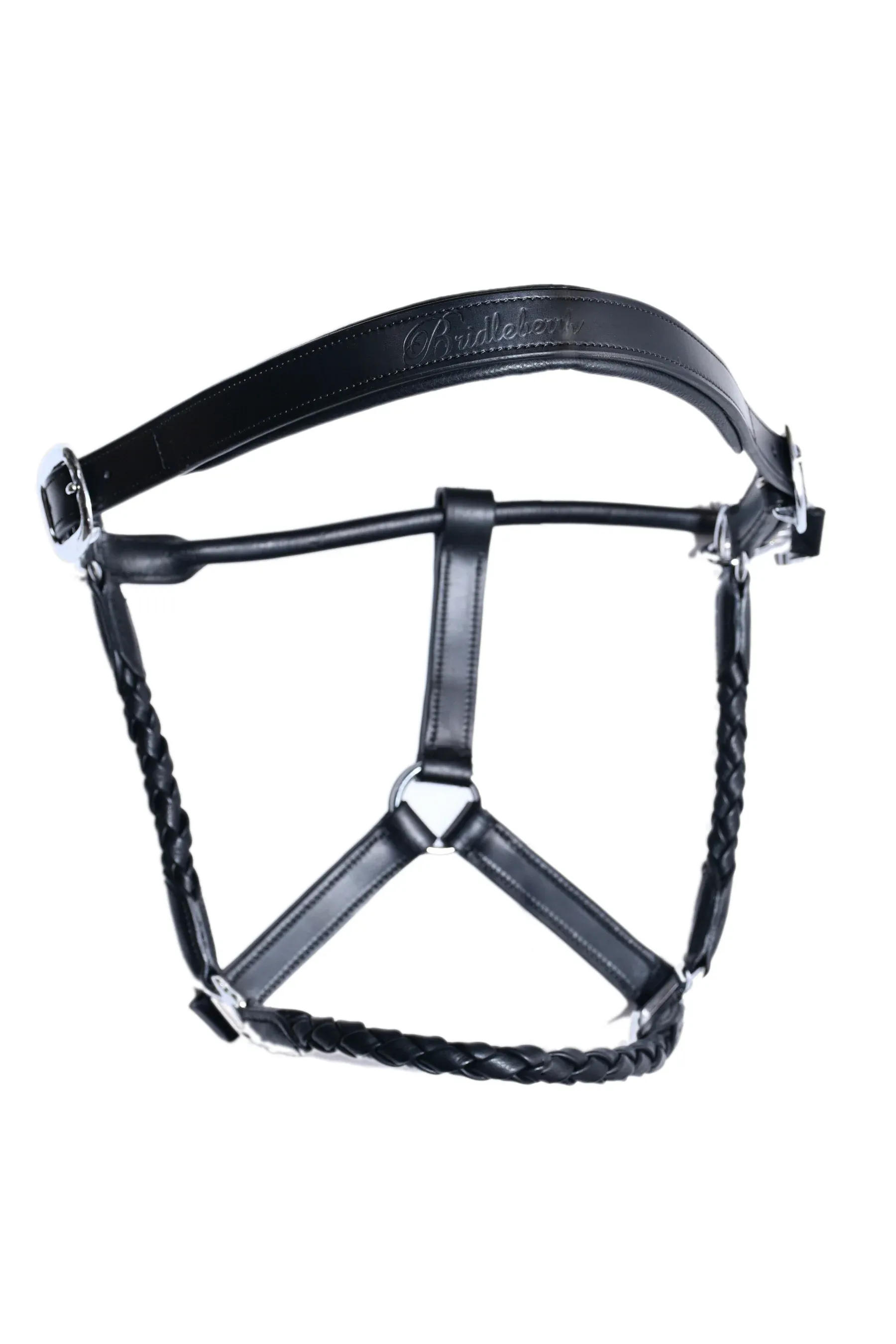 Bridleberry Leather Tack & Co Leather Halter w/ Barrel Braided Nose and cheek Design Brown