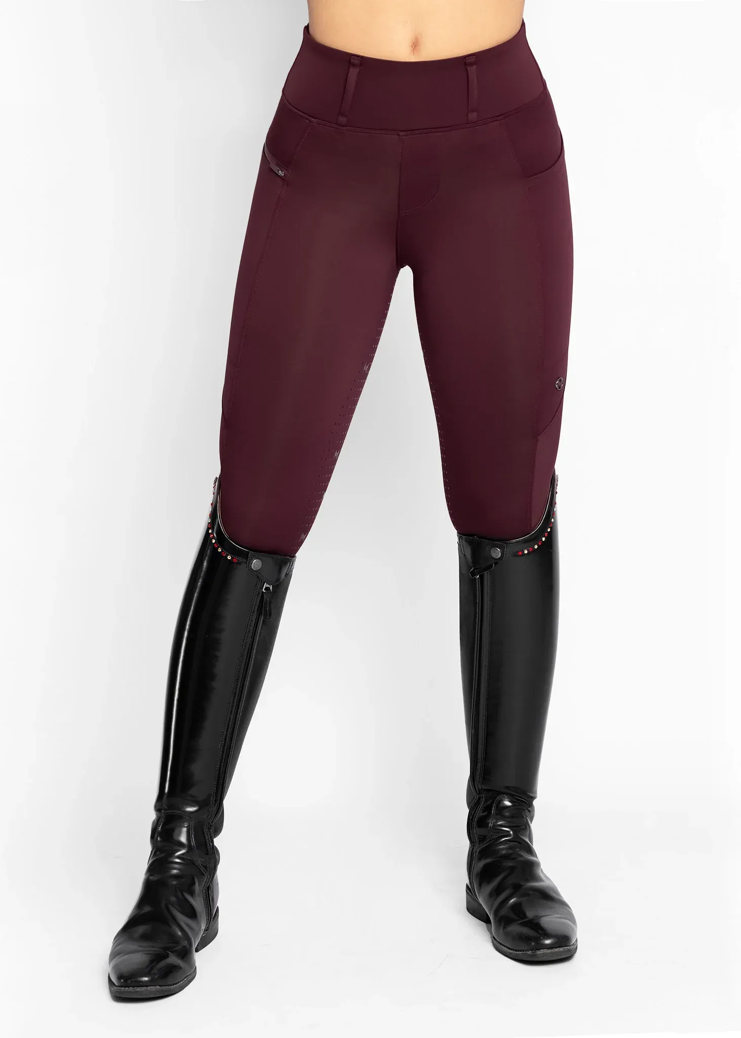 Maximilian Studio Riding Leggings Burgundy Women