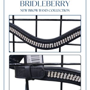 Bridleberry Leather Tack & Co Delicate Pearl & Crystal Browband in Black Leather